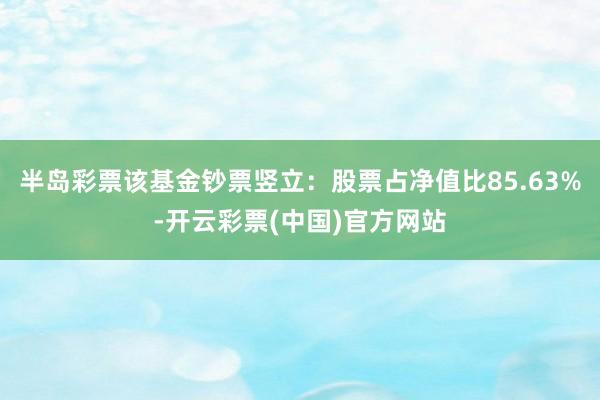 半岛彩票该基金钞票竖立：股票占净值比85.63%-开云彩票(中国)官方网站