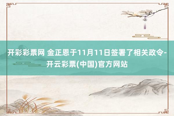 开彩彩票网 金正恩于11月11日签署了相关政令-开云彩票(中国)官方网站